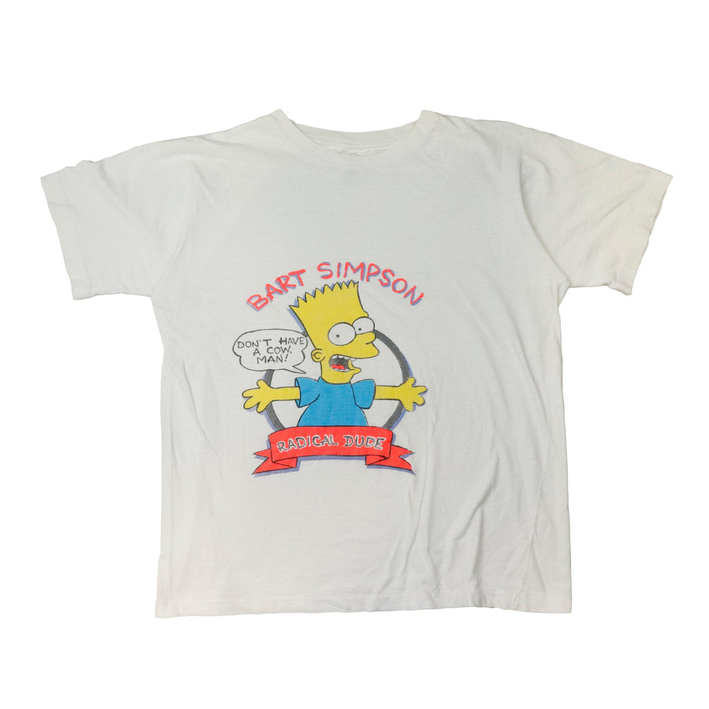 Vintage Bart Simpson Radical Dude Graphic T-Shirt Size L Jessica Simpson 