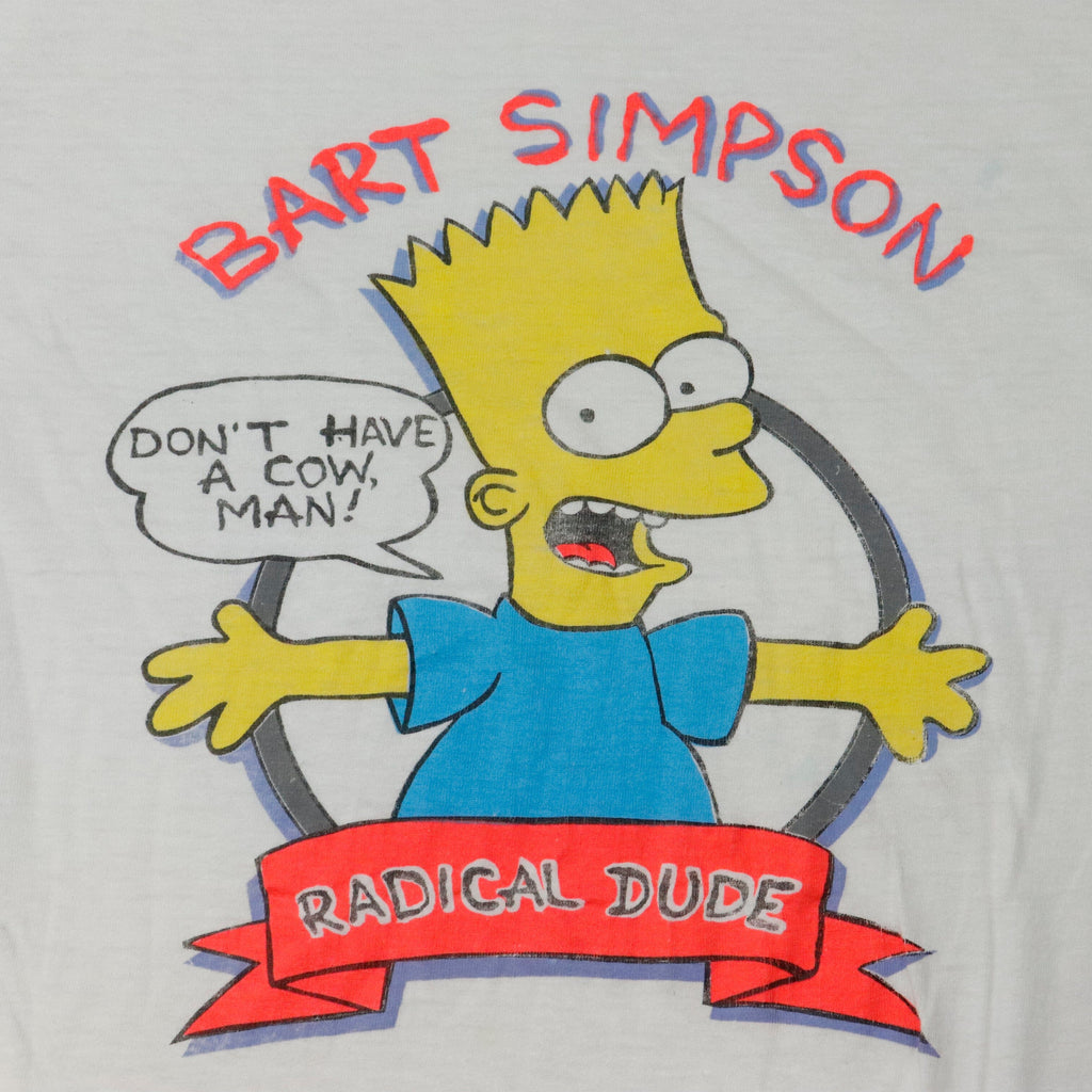 Vintage Bart Simpson Radical Dude Graphic T-Shirt Size L Jessica Simpson 