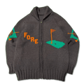 Vintage Hand Knit Golf Motif Curling Sweater Size Large Cowichan 60s FAIF.CA 