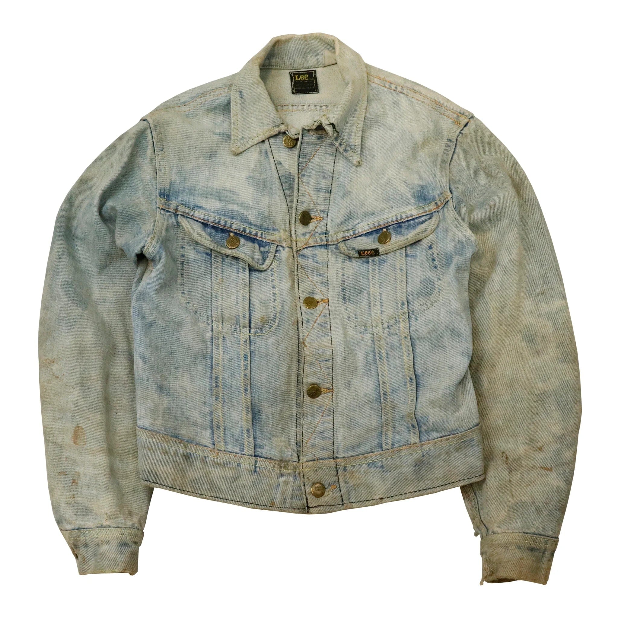 Vintage Lee Denim Custom Ferrari Embroidered Folk Art 70s 80s Acid Wash Lee 