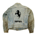 Vintage Lee Denim Custom Ferrari Embroidered Folk Art 70s 80s Acid Wash Lee 