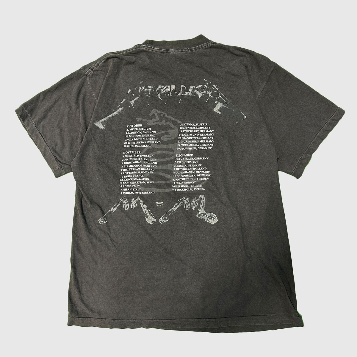 Vintage Metallica 1991 European Tour Graphic T-Shirt Size L FAIF.CA 