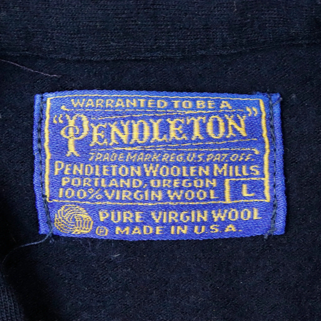 Vintage Wool Pendleton Navy Quarter ZIP Size L 70s Pendleton 